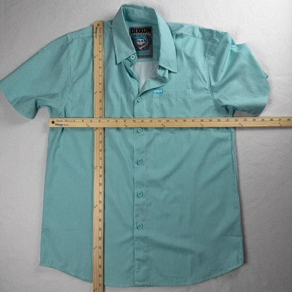 Dixxon Men's Benny Short Sleeve Button Up Shirt Microstripe Tiffany‎ Blue Medium - Picture 3 of 11